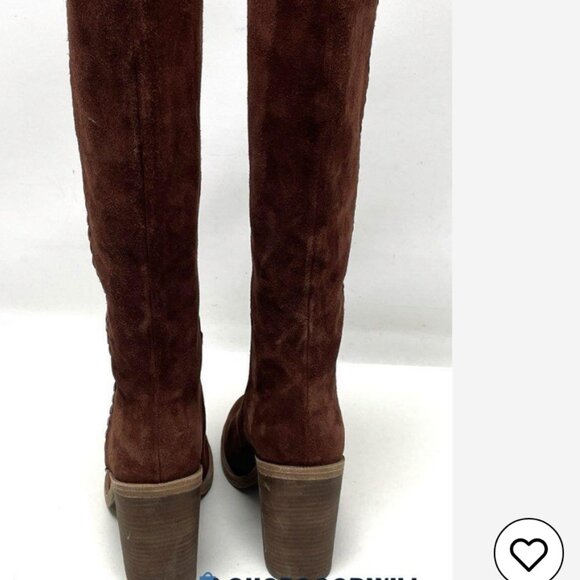 UGG Maeva tall chocolate brown tall suede leather boots 8.5 - Picture 4 of 7